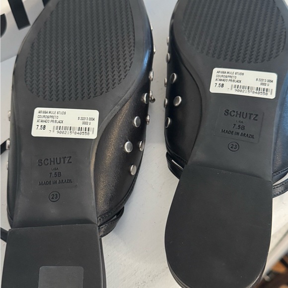 SCHUTZ Black Flats with Silver Studs Arissa studded mules size 7.5 - Picture 5 of 8